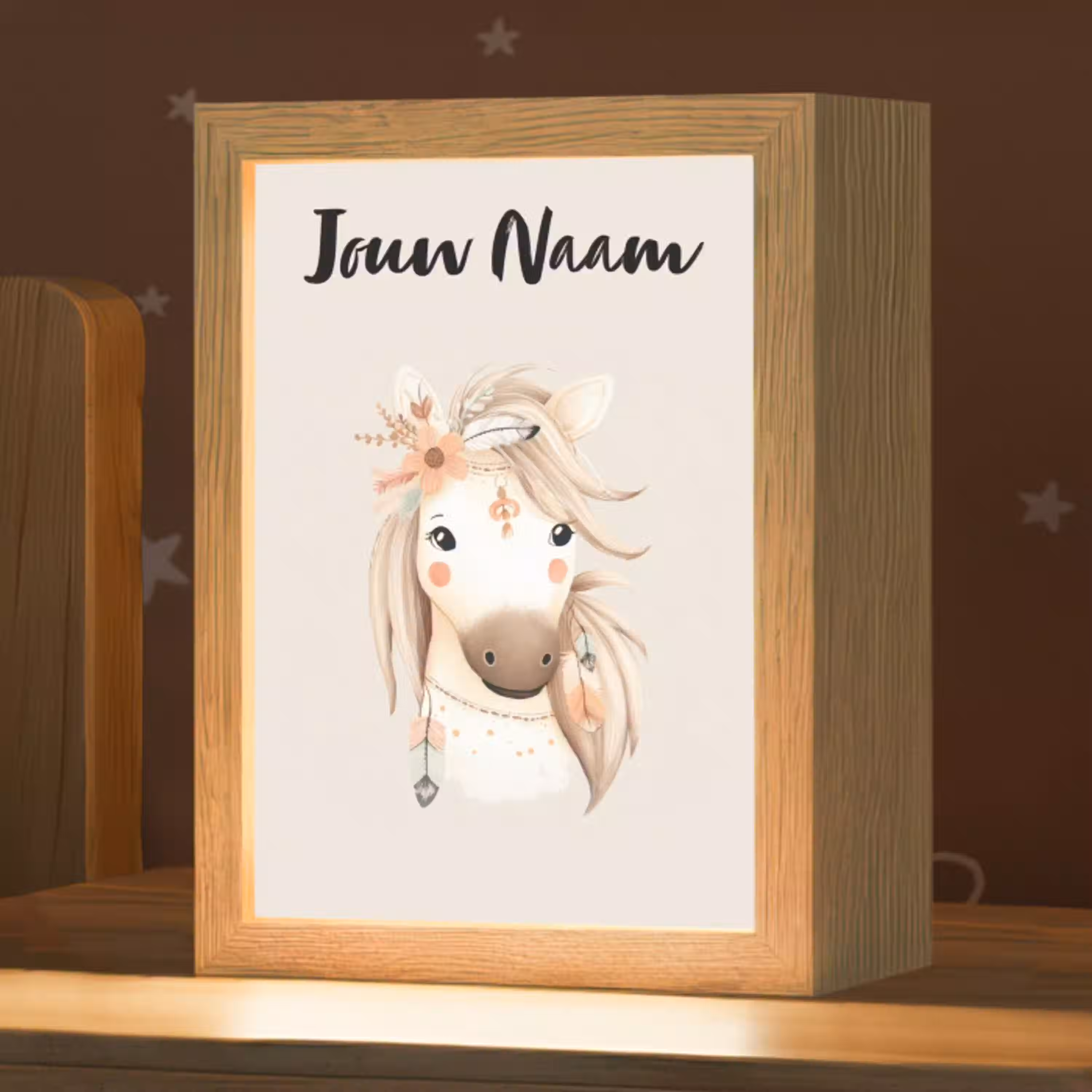 Paard - Manen - Bloemen - Veren Light Box met kabel (Kinderlampje) klein -zzz_3d_website