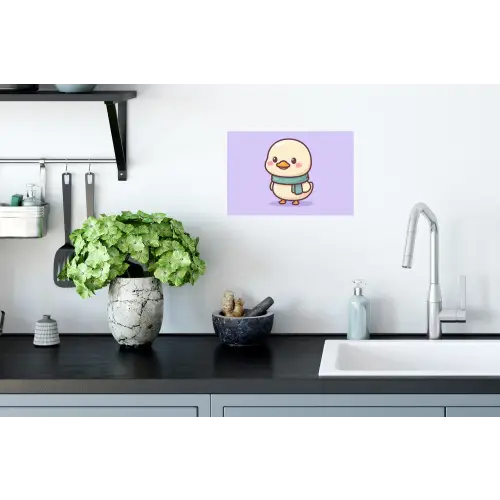 Eend - Sjaal - Paars Muursticker klein -keuken