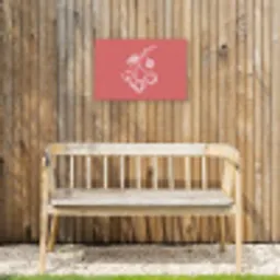 Lijnillustratie - Kersen - Tak - Wit Tuinposter op houten frame 2 cm dik klein -sfeer4