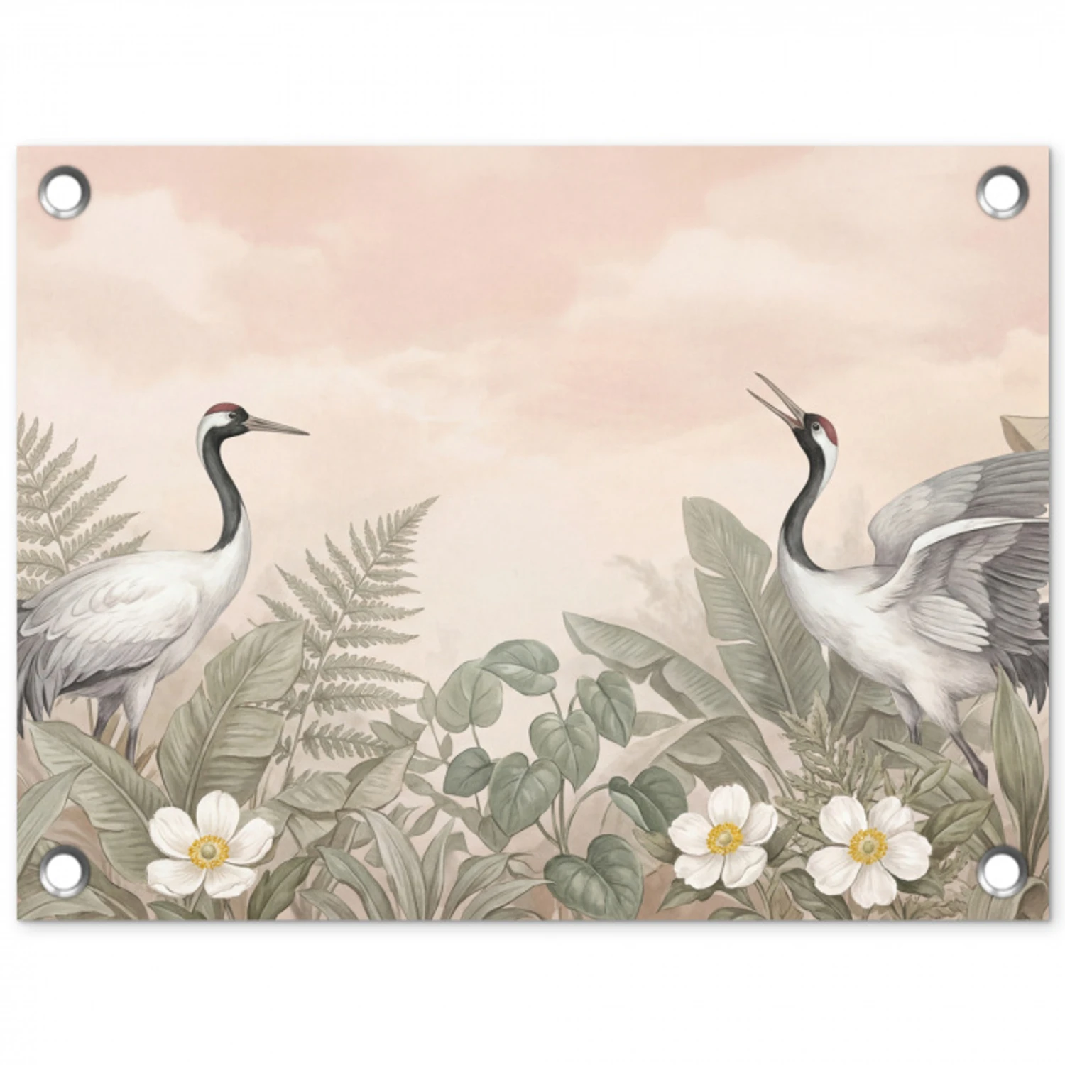 Kraanvogels - Natuur - Roze tuinposter los doek klein -3d