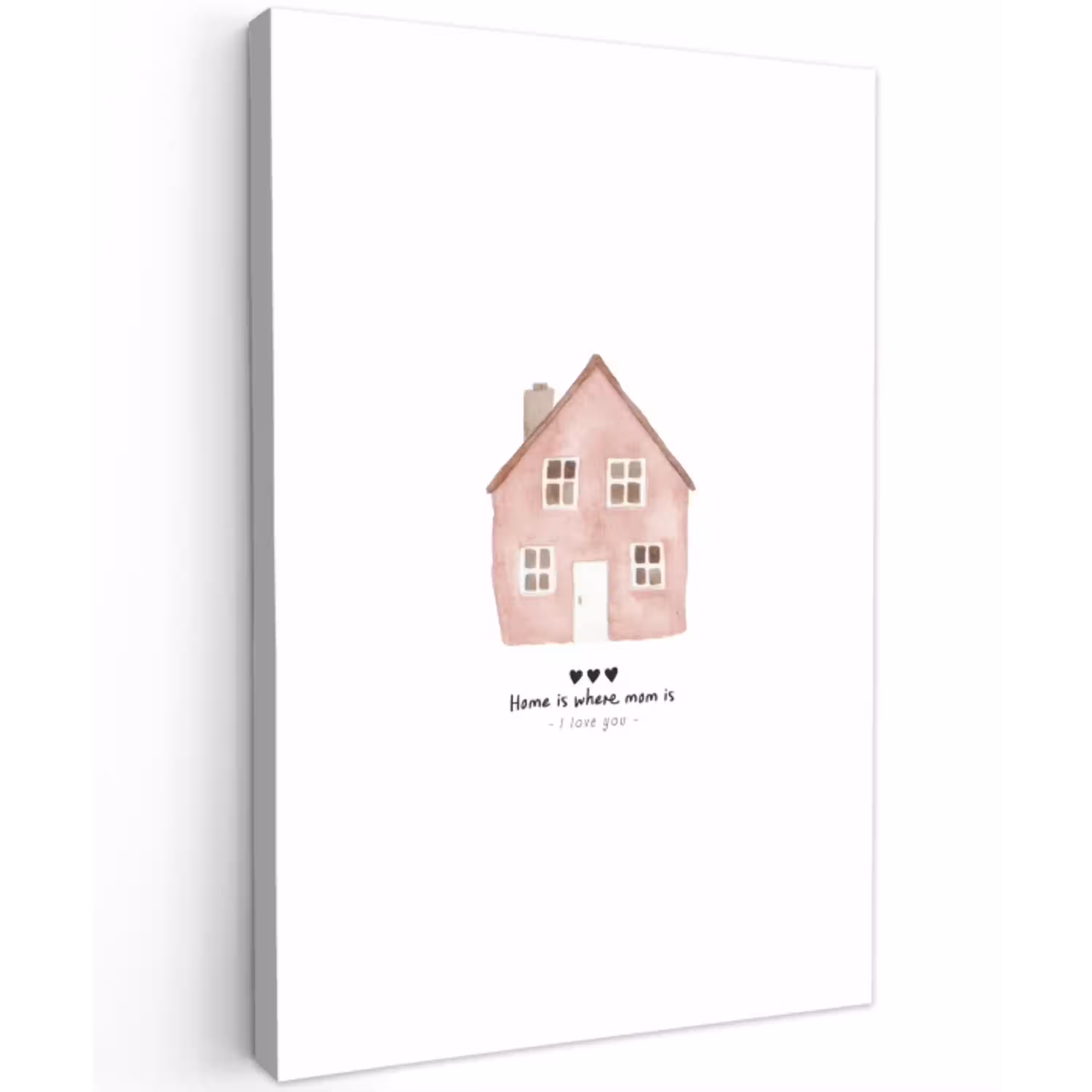 Huisje - Roze - Quote - Moeder Tuinposter op houten frame 2 cm dik middel -3d
