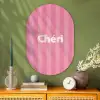 Gestreept - Roze - Chéri Wandcirkel Ovaal Glas middel -sfeer2