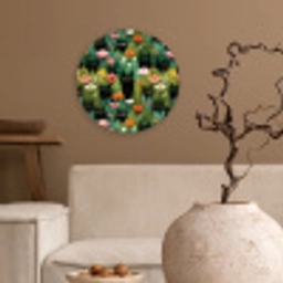 Katten - Bloemen - Kleurrijk Wandcirkel kunststof plaat 5mm dik klein 188 -sfeer1
