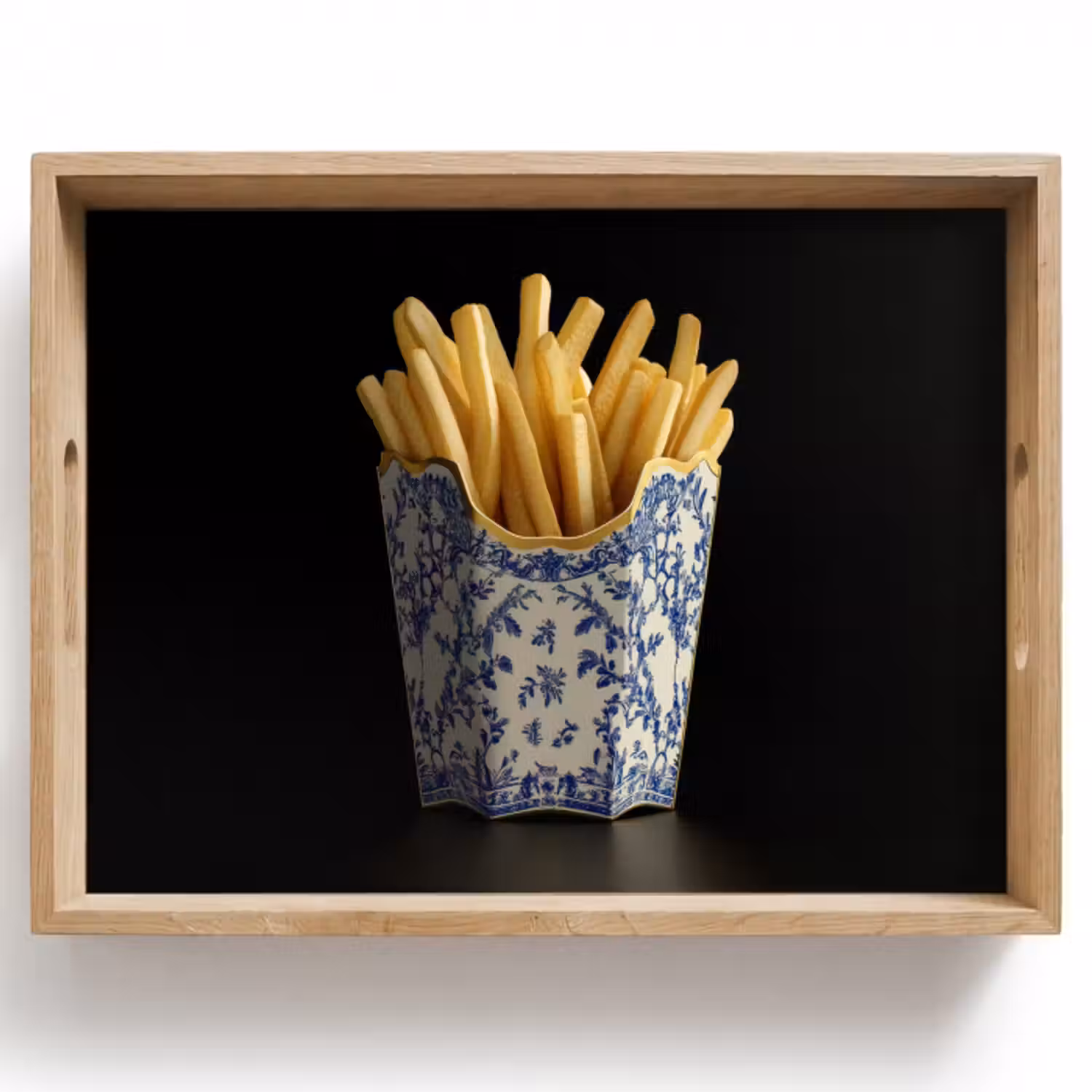 Tablett - Pommes frites - Porzellan - Delfter Blau - Lebensmittel