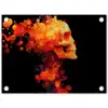 Schedel - Oranje - Zijaanzicht - Vlammen tuinposter los doek klein -3d