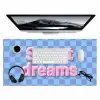 Sweet dreams - Vierkanten - Roze - Blauw Muismat XXL klein -3d