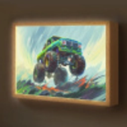 Monstertruck - Auto - Jongens - Groen Light Box met batterij (Wandlamp kind) middel -z3d_website