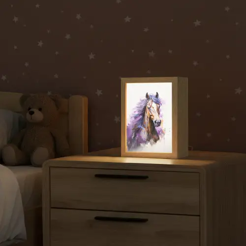 Paard - Dieren - Meiden - Paars - Bruin Light Box met kabel klein -sfeer1_kind