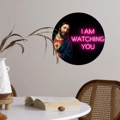 Man - Tekst - Neon Wandcirkel behangsticker klein -sfeer3