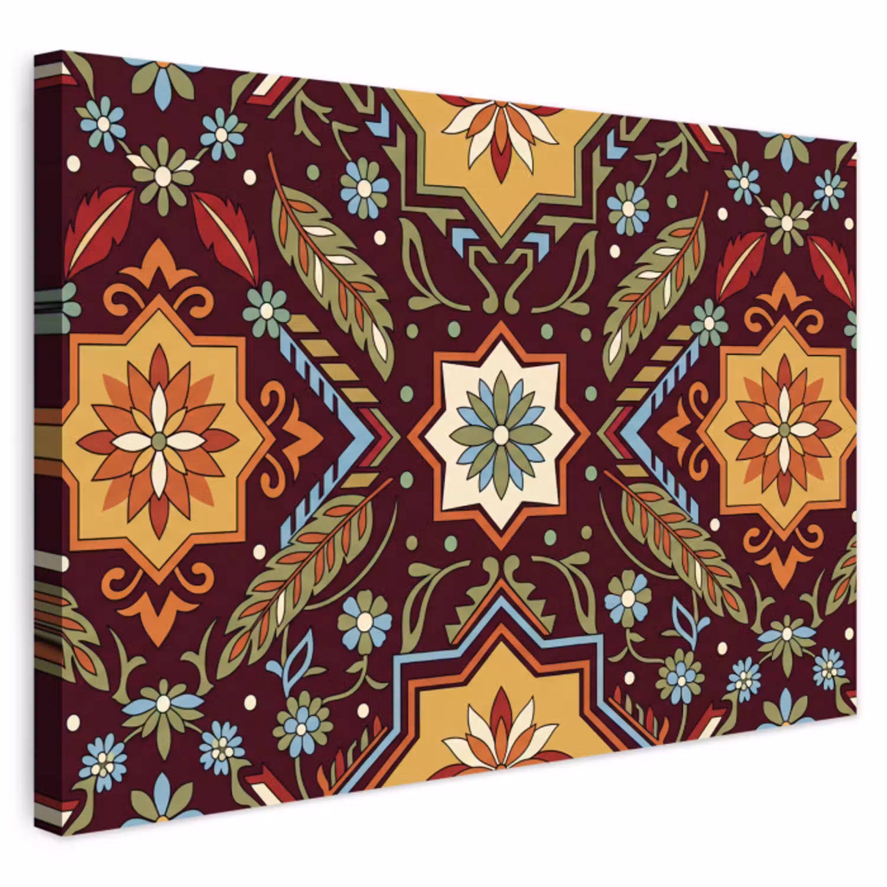 Patroon - Floraal - Geometrisch - Kleurrijk - Decoratie Tuinposter op houten frame 2 cm dik klein -3d