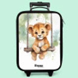 Leeuwenwelpje met schommel illustratie Kinderkoffer - Zwart klein -zzz_website3d_nbs2
