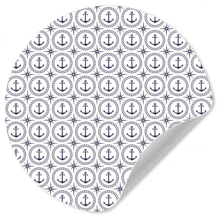 Anker - Haven - Blauw - Wit Wandcirkel behangsticker klein 186 -3d