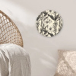 Klassiek - Botanisch - Zwart - Beige Wandcirkel kunststof plaat 5mm dik klein 188 -sfeer5