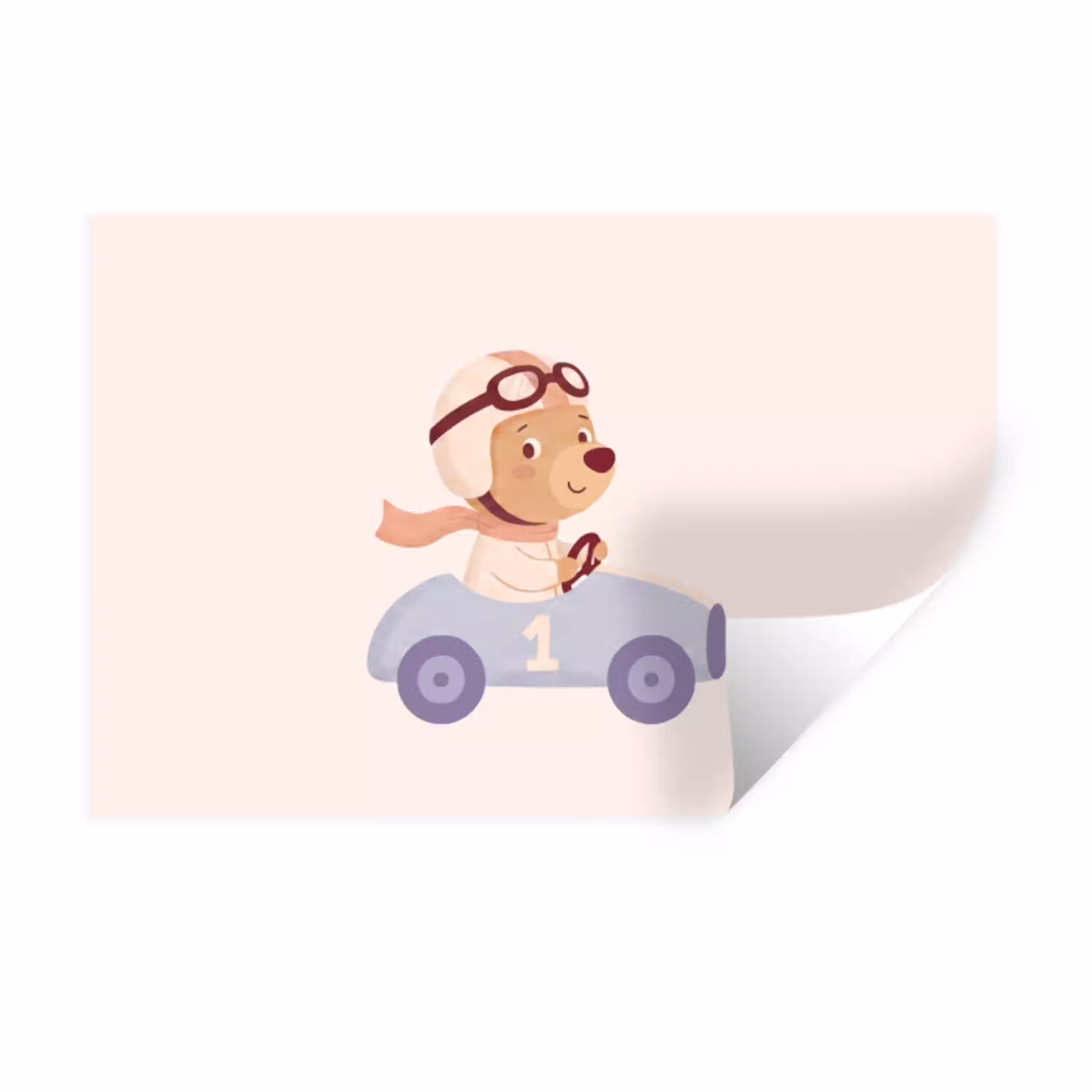 Beer - Auto - Kinderkamer - Cartoon - Speels Muursticker klein -3d