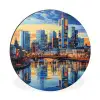 Zonsondergang Frankfurt - Stad - Skyline - Water Wandcirkel aluminium klein -3d