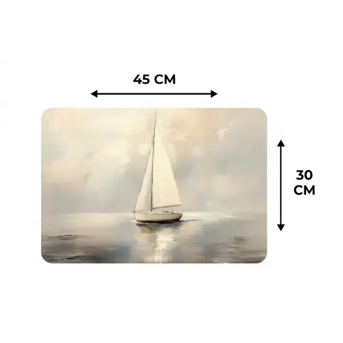 Zeilschip - Zee - Bewolkt Placemat vinyl groot -specs