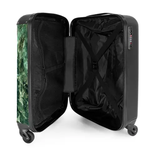 Marmer - Diepgroen Marmerlandschap NBS - Handbagage koffer - Kinderen Unisex middel -binnenkant