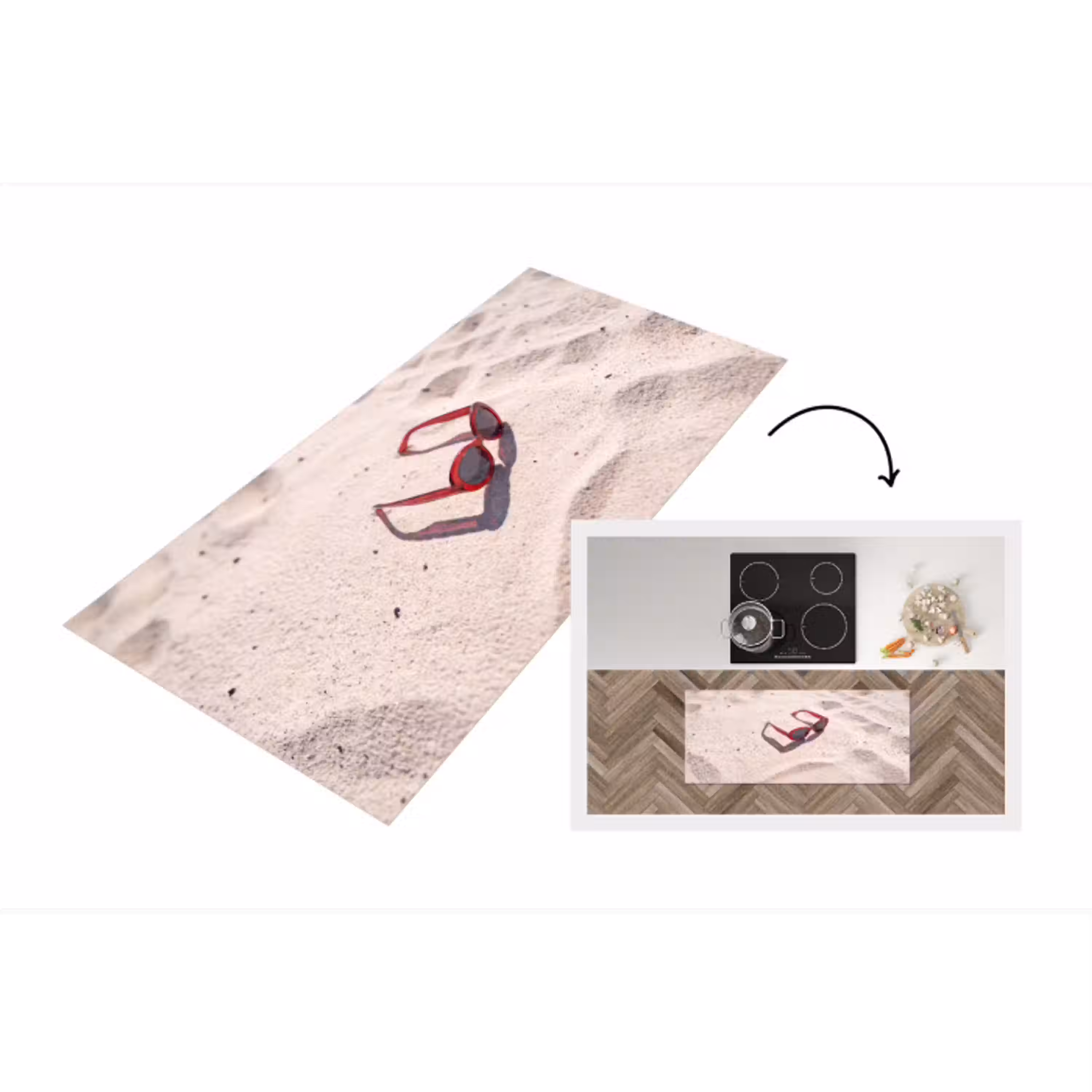 Zonnebril - Strand - Vakantie - Rood Keukenloper - keukenmat middel -3d