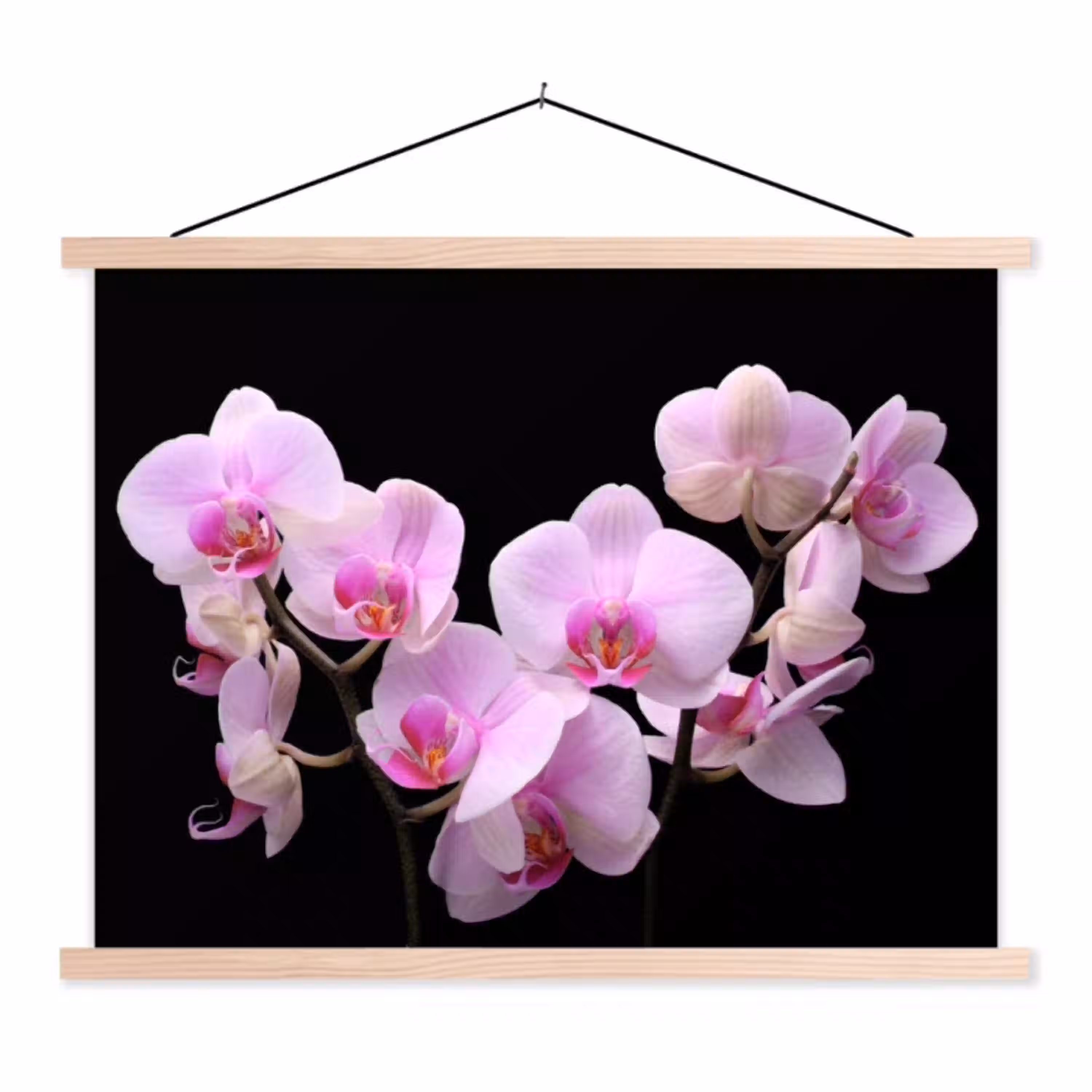 Orchidee - Bloemen - Roze - Flora textielposter latten blank klein -3d