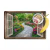 Doorkijk - Bloemen - Tuinpad - Natuur - Raam Placemat vinyl groot -zzzproduct_Kitchenyeah-website