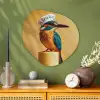 Ijsvogel - Pilaar - Koksmuts - Vogel Wandcirkel Organisch Aluminium middel -sfeer2