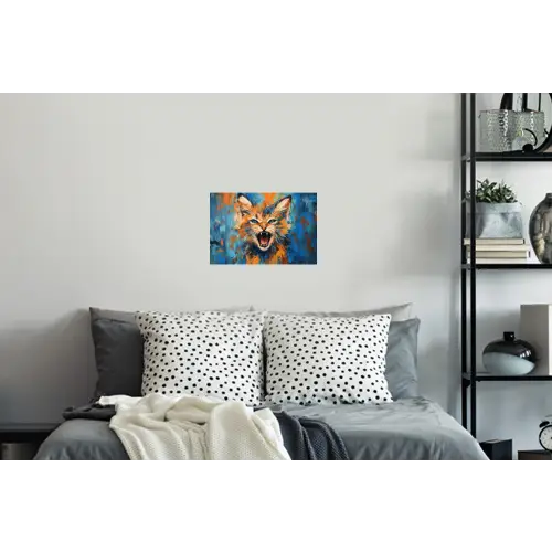 Kat - Kleurrijk - Oranje - Blauw Muursticker klein -slaapkamer