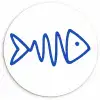 Vis - Minimalistisch - Blauw - Lijn Wandcirkel kunststof plaat 5mm dik klein -3d