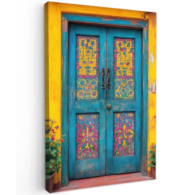 Deuren - Kleurrijk - Planten Tuinposter op houten frame 2 cm dik klein -3d