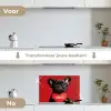 Amor - Hond  - Hartje - Rood keuken achterwand spatscherm klein -voor_na_NL