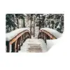 Brug - Winterlandschap - Bos - Natuur - Sneeuw Muursticker klein -3d