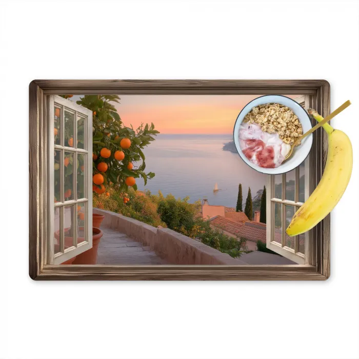 Doorkijk - Uitzicht - Meer - Landschap Placemat vinyl groot -zzzproduct_Kitchenyeah-website