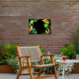 Bladeren - Groen - Geel - Verf - Jungle Tuinposter op houten frame 2 cm dik klein -sfeer3