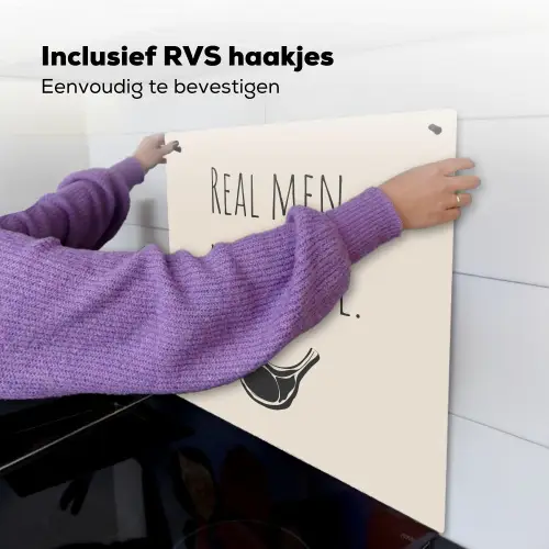 Vlees - Minimalistisch - Beige - Quote Inductie beschemer met haakjes middel -ky-ophangen-nl