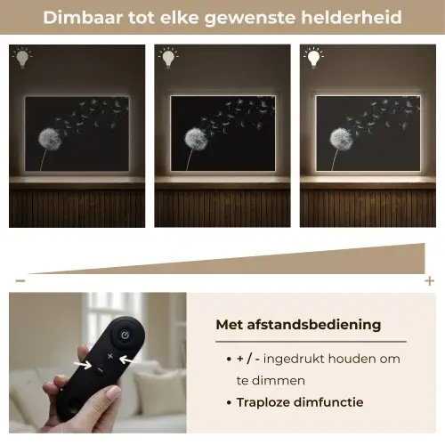 Paardenbloem - Zwart - Natuur Light Box met batterij (Wandlamp) middel -USP_dimbaarNL