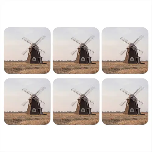 Windmolens - Landschap - Veld onderzetter kurk middel -3d