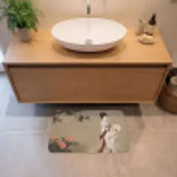Vrouw - Azië - Kunst - Beige Badmat klein -sfeer1