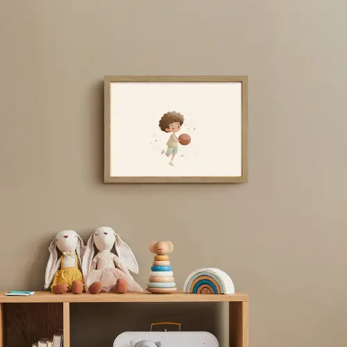 Beige - Jongen - Stippen - Basketbal Light Box met batterij (Wandlamp kind) middel -sfeer2_kind