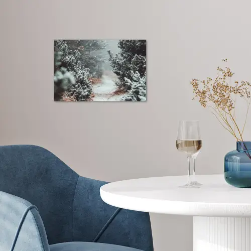 Bos - Winter - Bomen - Natuur - Pad - Sneeuw poster papier klein -sfeer3