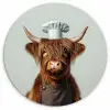 Schotse Hooglander - Bruin - Hoorns - Kokskleding Wandcirkel plexiglas klein -3d