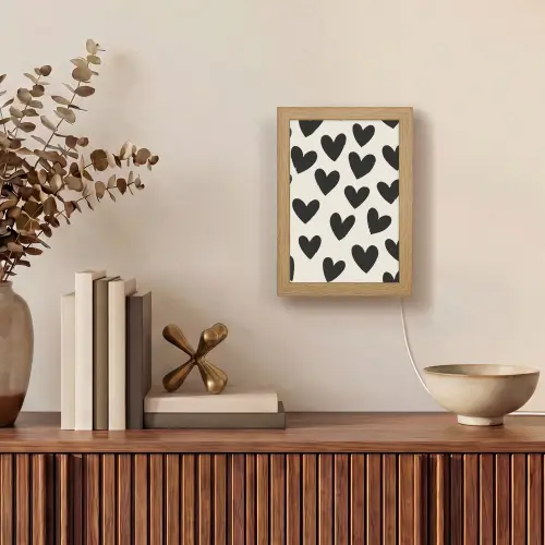 Hartjes - Zwart - Beige Light Box met kabel (Tafellamp) klein -sfeer2