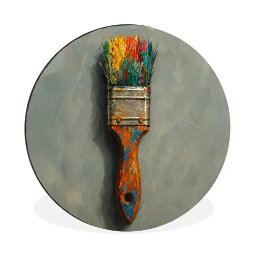 Verf - Kwast - Schilderij Wandcirkel aluminium klein -3d