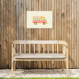 Ijskar - Retro - Softijsjes - Roze Tuinposter op houten frame 2 cm dik klein -sfeer4