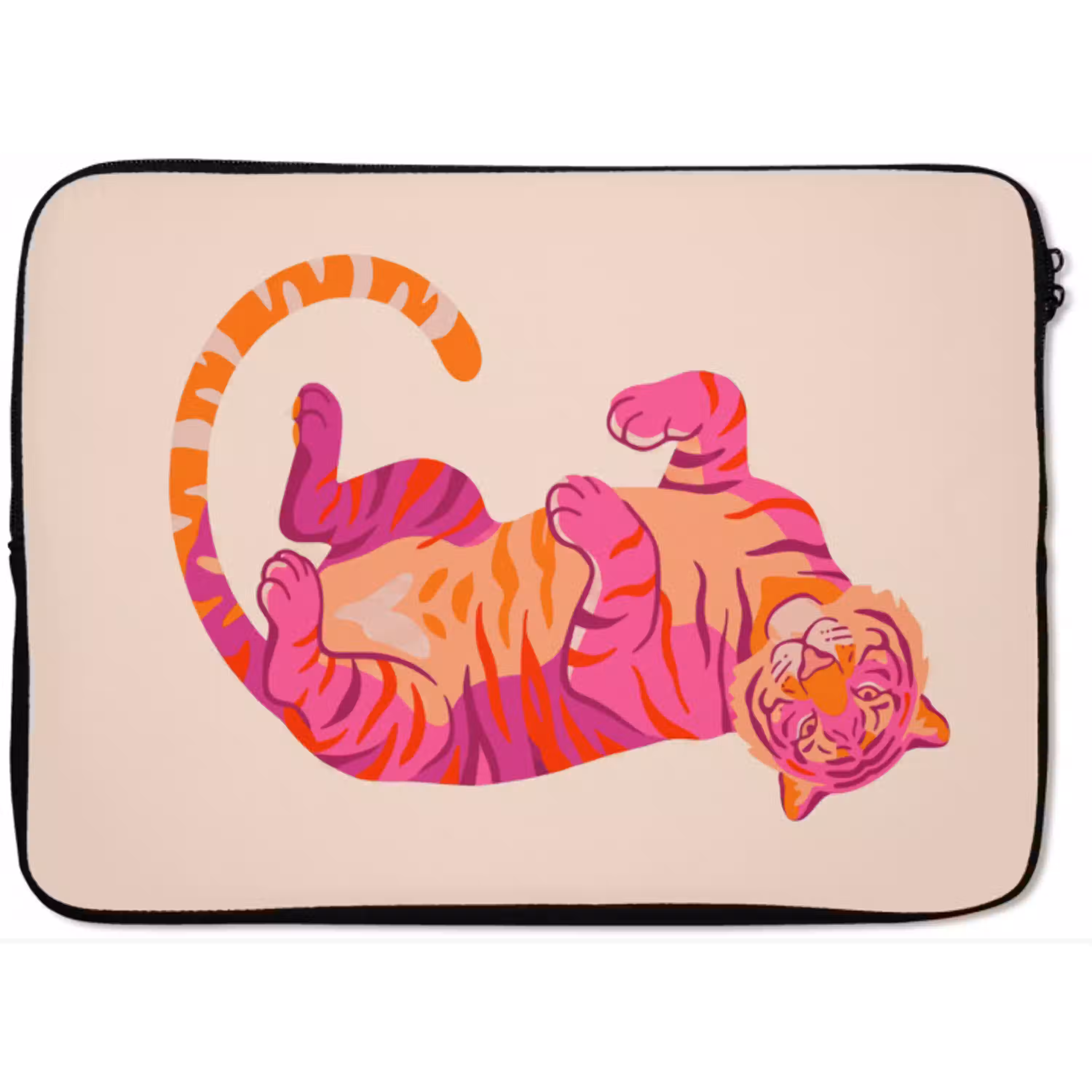Tijger - Roze - Oranje laptophoes neopreen klein -zkaufland3dotto