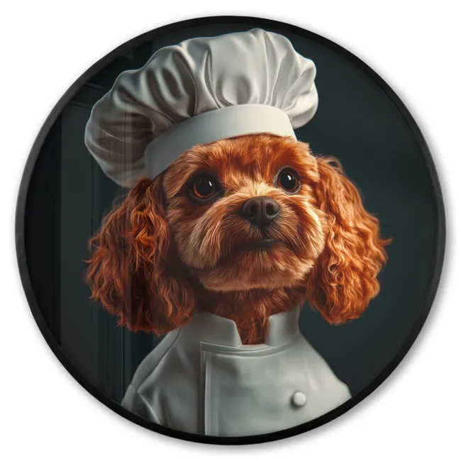 Photo Frame Round - Brown - Cook - Dog