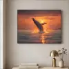 Walvis - Zon - Zee Textielframe zwart klein -sfeer2