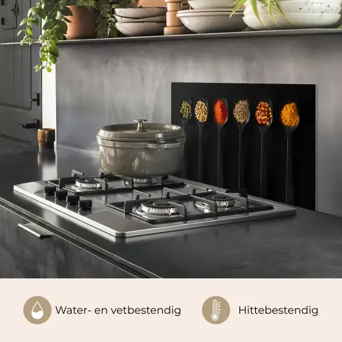 Lepels - Specerijen - Zwart - Kruiden - Rustiek keuken achterwand spatscherm klein -usp_NL