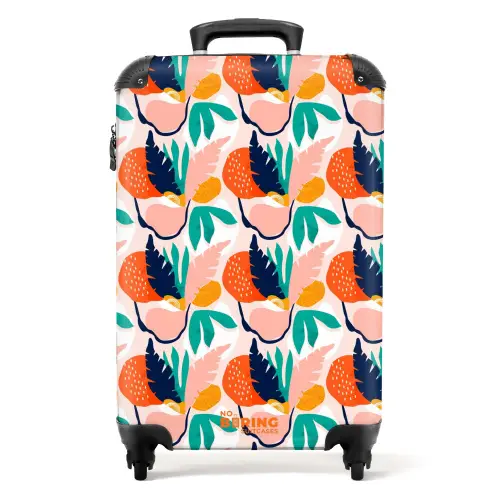 Divers gekleurde abstracte bladeren NBS - Handbagage koffer - Kinderen Unisex middel -productfoto_recht