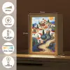 Dorp - Heuvelachtig - Zon - Mozaïek Light Box met kabel (Tafellamp) klein -USP_NL