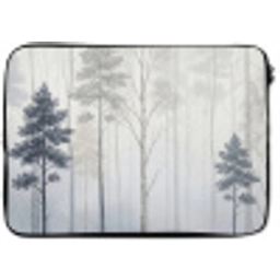 Bos - Bomen - Mist - Natuur - Illustratie - Grijs laptophoes neopreen klein -zkaufland3dotto