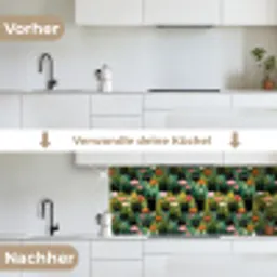 Katten - Bloemen - Kleurrijk keuken achterwand 2 middel 871 -voor-na_DE